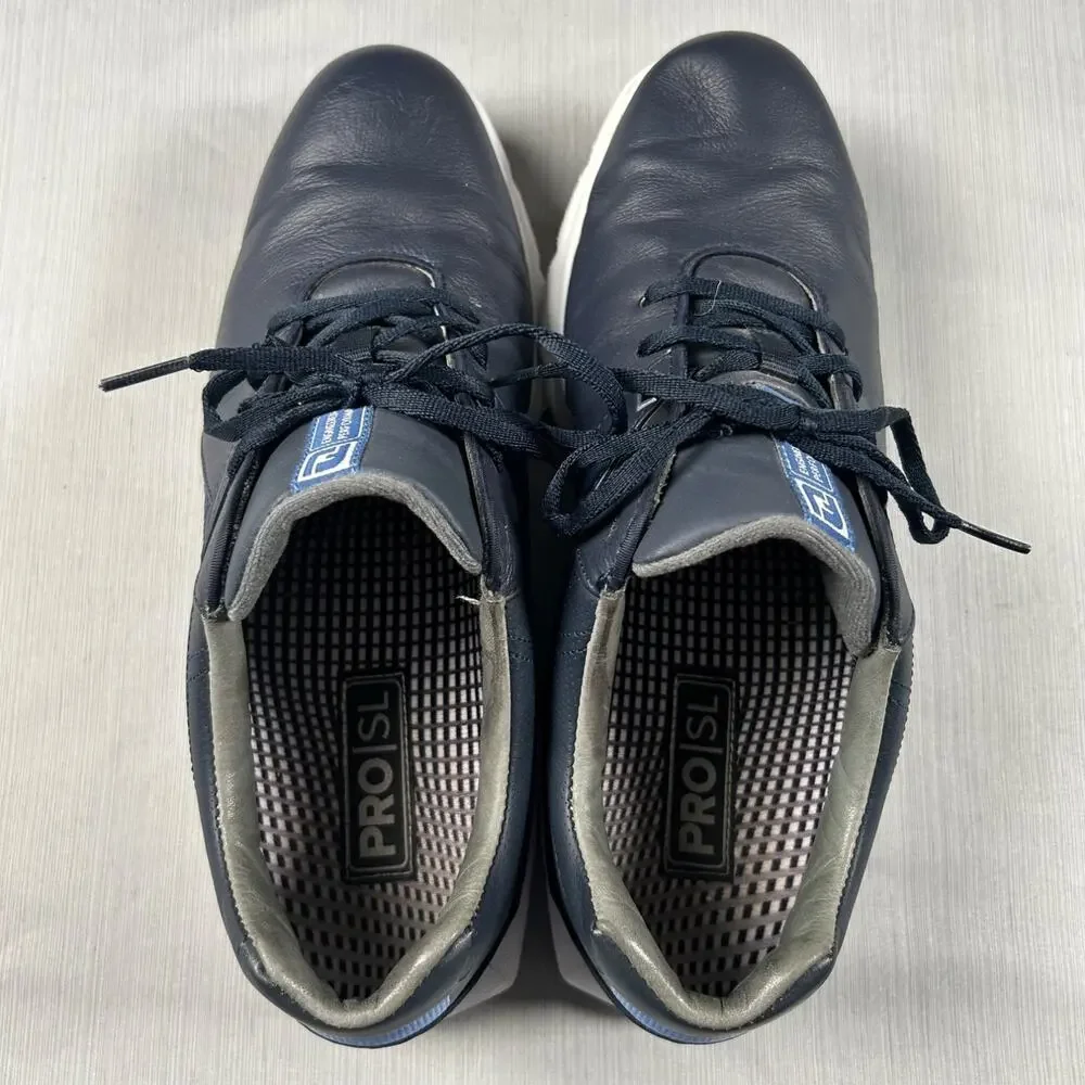 Foot Joy Pro/SL Men's Golf Shoes Navy Blue Leather Spikeless 53812 M US 10
